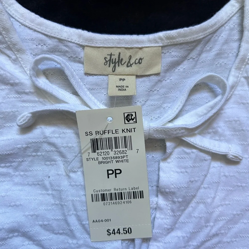 Style & Co. White Ruffle Knit Top - Picture 2 of 4